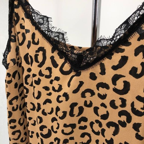 Vixbe Leopard Print Spaghetti Strap Lace Trim Cami size XL - Picture 4 of 12